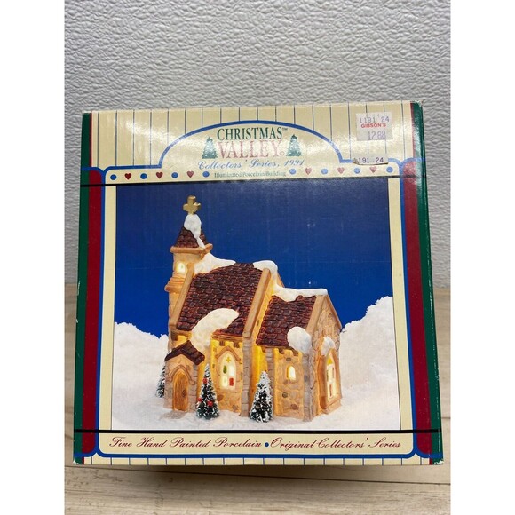 Vtg 1991 Christmas Valley Illuminated Porcelain Church In Original Box - Picture 14 of 16